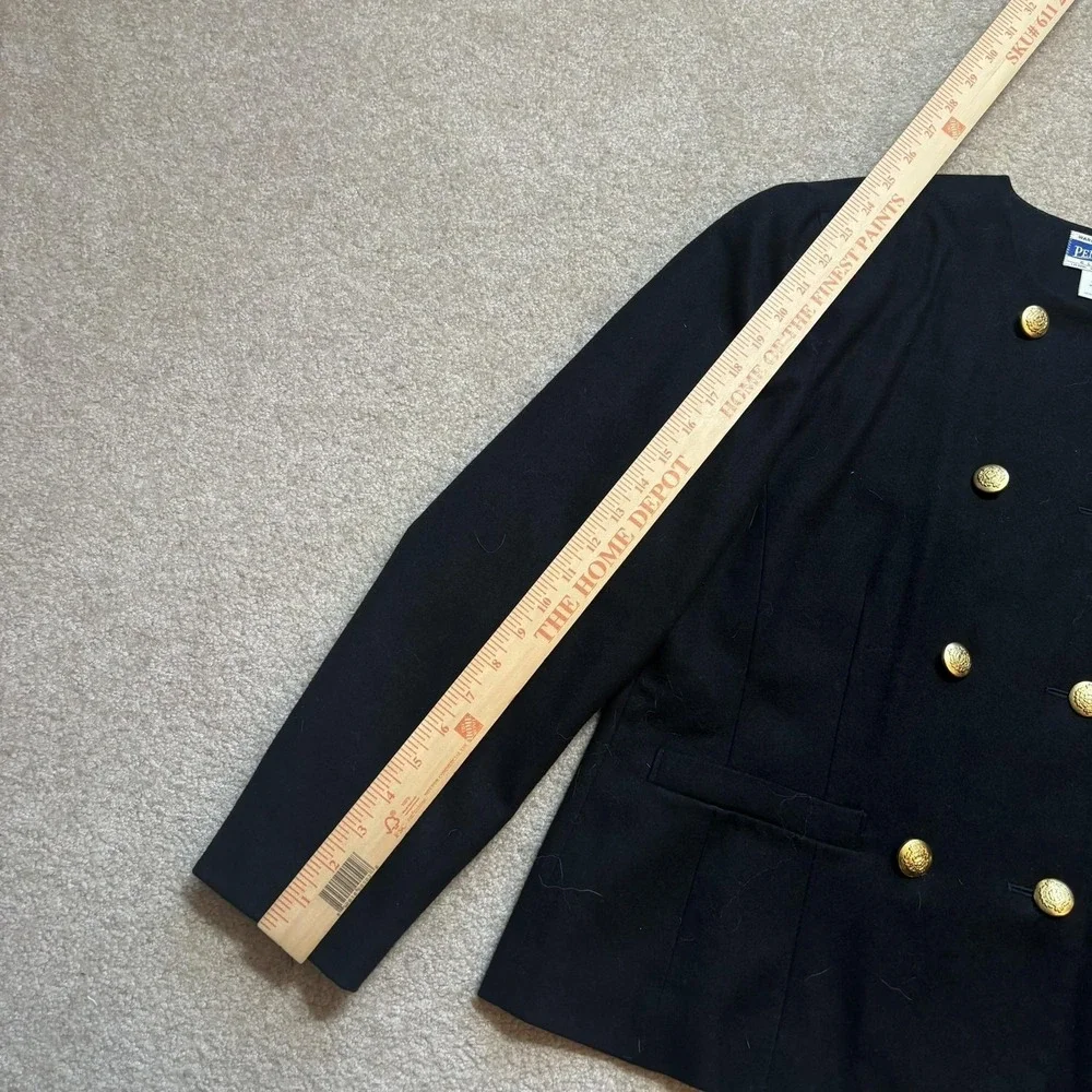 Vtg Pendleton Blazer Jacket Womens 14 Black Wool Nautical Gold Button USA 80s - Picture 8 of 9